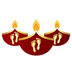 Diwali Decoration Lakshmi Charan Diya Transparent Sticker